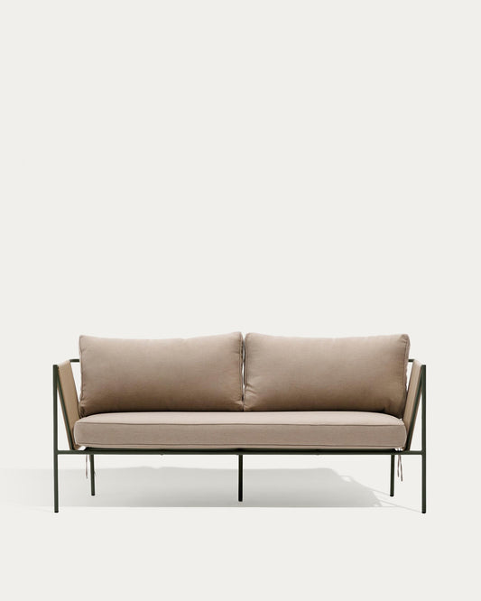 Canapé 2 places d’extérieur Zivia en corde écrue et acier galvanisé vert 178 cm