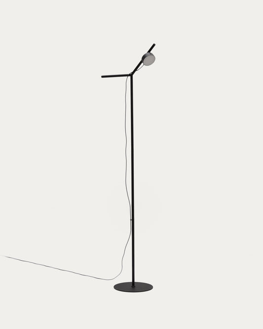 Lampadaire Orey en métal noir avec spot multipositions