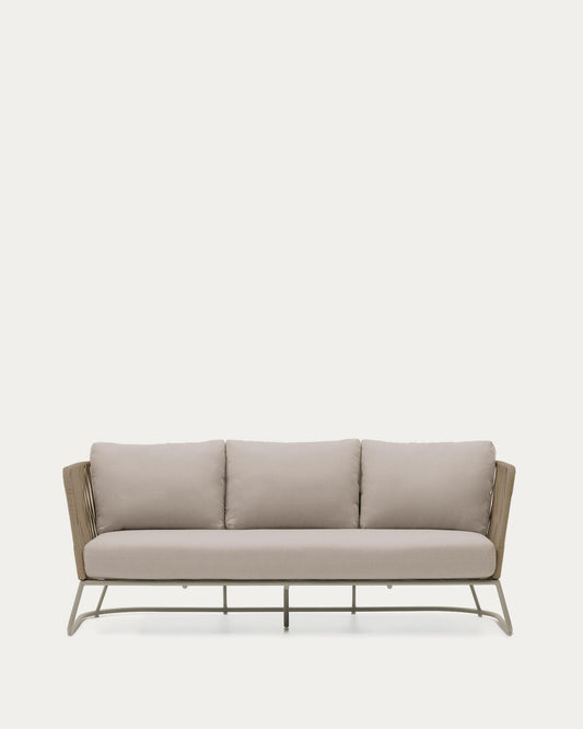 Canapé 3 places d’extérieur Saconca en corde et acier galvanisé beige 189 cm