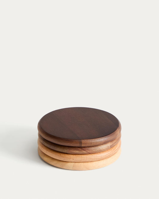 Ensemble Nover de 4 sous-verres en bois d’acacia FSC 100 %
