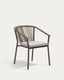 Chaise empilable d’extérieur Xelida en aluminium et corde marron