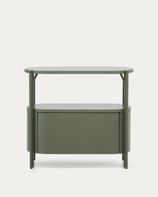 Meuble de salle de bain Arely avec structure en acier et MDF laqué vert 90 x 40 cm