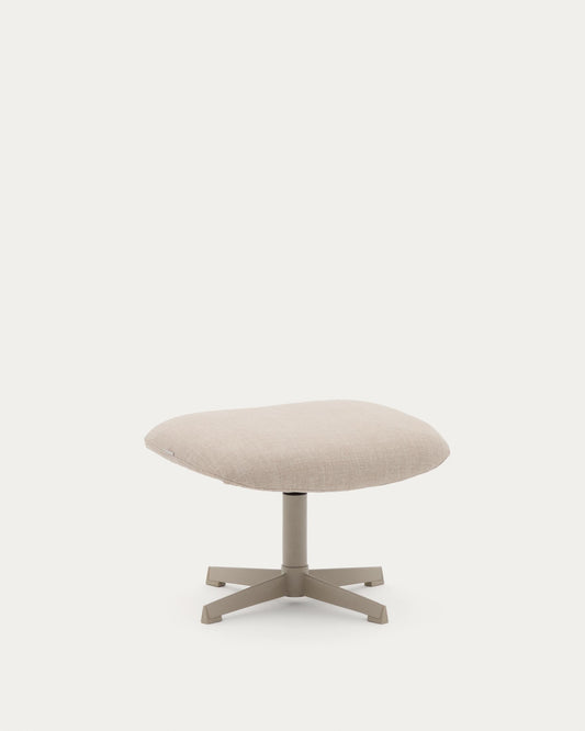 Repose-pieds pivotant Teryl en chenille beige et métal avec finition grise FSC™ 100%.