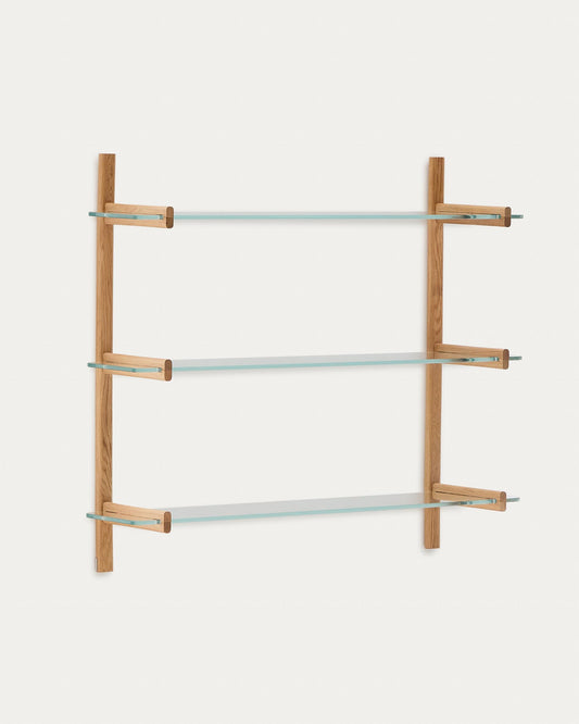 Étagère modulable Sitra 3 tablettes en verre et bois de chêne 110 cm FSC Mix Credit