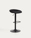 Tabouret Danua en chenille noire et acier noir mat 68-89 cm FSC 100 %