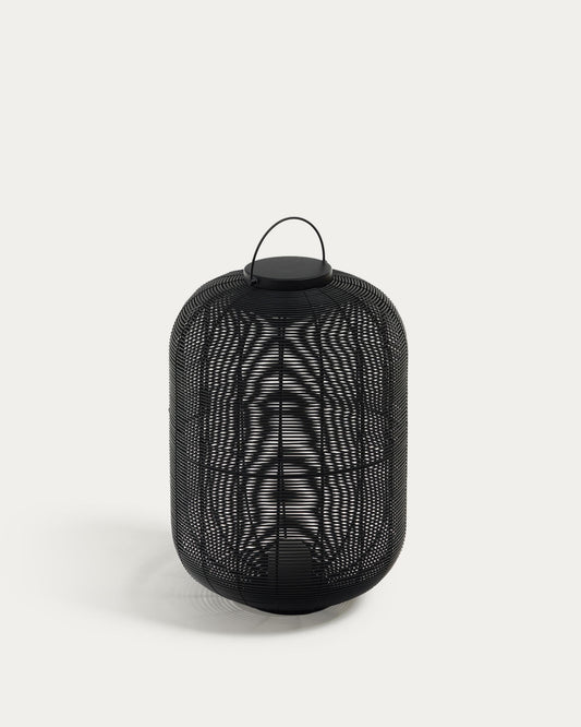 Lampe de table baladeuse grand format Saranella en rotin synthétique noir