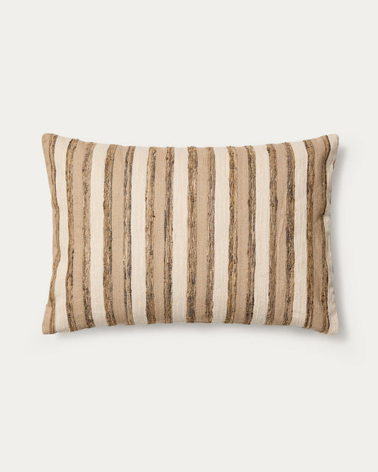 Housse de coussin Dorevi en soie mélangée jacquard à rayures écrues 40 x 60 cm
