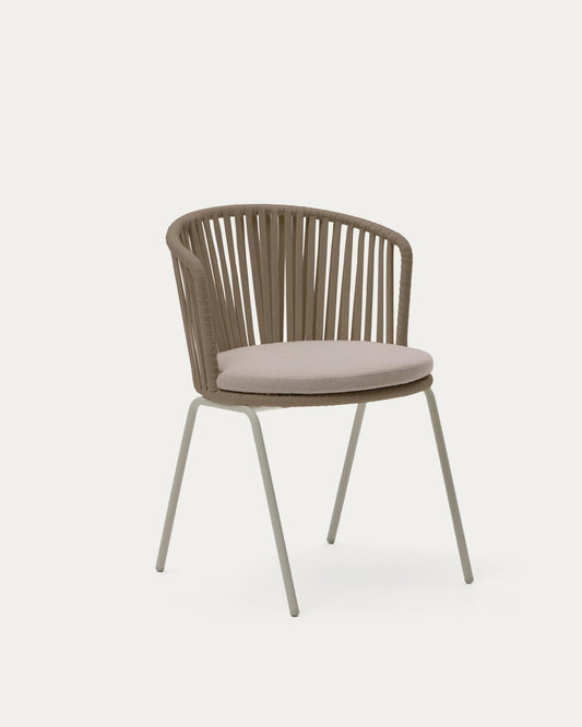 Chaise d'extérieur Saconca en corde et acier galvanisé beige