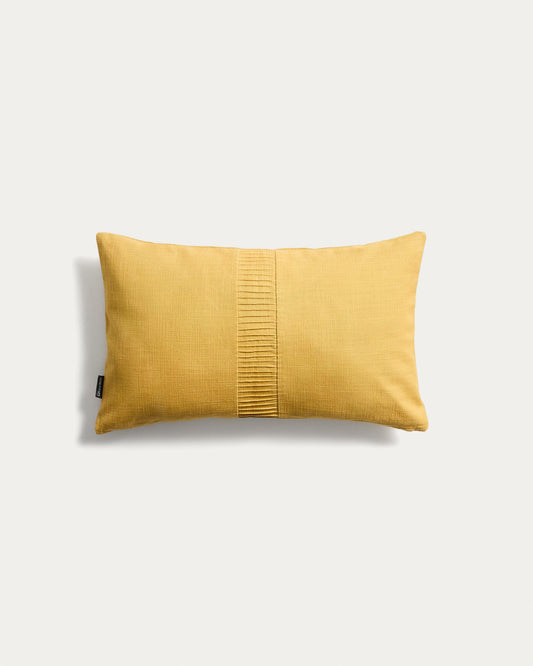Housse de coussin Luadia en coton avec détail plissé jaune 30 x 50 cm