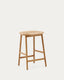Tabouret  Enit en corde papier beige et bois de chêne finition naturelle 65cm FSC Mix Credit