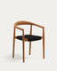 Ydalia stackable outdoor chair in solid teak wood with natural finish and black rope