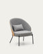 Fauteuil Eamy gris clair placage de frêne naturel et métal finition noire