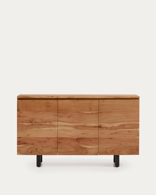 Buffet Uxue 3 portes en bois d’acacia avec finition blanchie 150 x 88 cm
