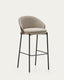 Tabouret Eamy en tissu chenille marron clair placage de frêne finition noyer et métal noir 77 cm