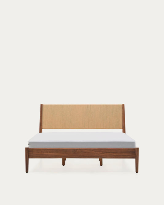 Lit Elan en placage et bois de noyer avec corde matelas 160 x 200 cm FSC 100 %