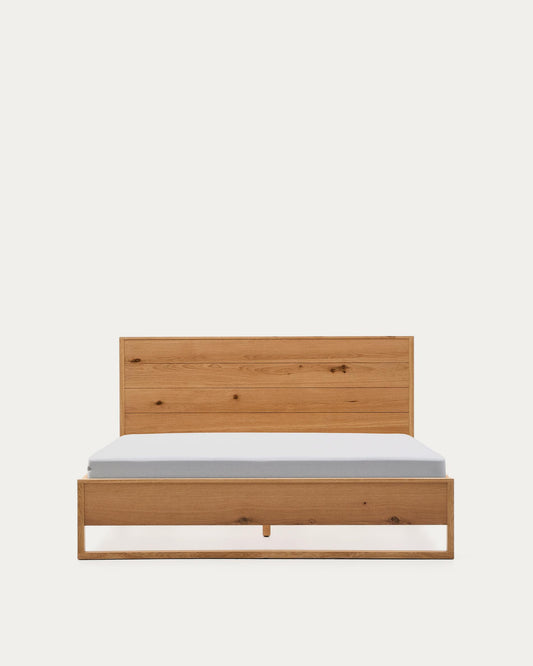 Lit Alguema en placage de chêne avec finition naturelle pour matelas 160 x 200 cm