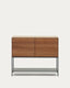 Buffet Vedrana 2 portes placage de noyer et pieds en acier noir 97,5 x 80 cm