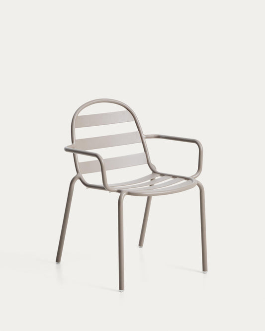 Chaise empilable d’extérieur Joncols en aluminium avec finition peinte taupe