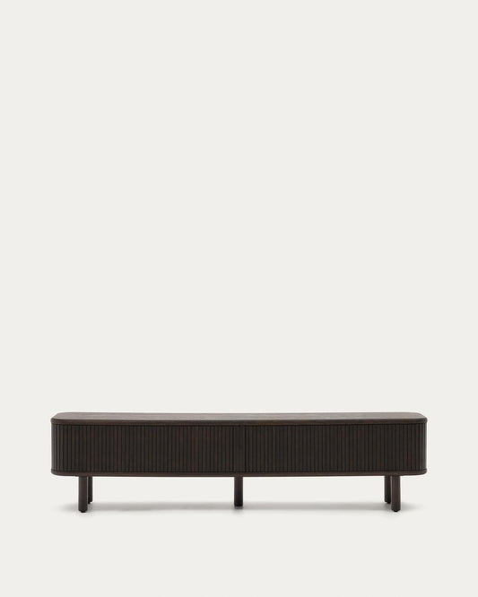 Meuble TV Mailen 2 portes en placage de frêne avec finition foncée  200 x 50 cm