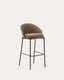 Tabouret Eamy en polyuréthane marron, placage de frêne finition noyer et métal marron 77 cm
