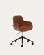 Tissiana desk chair in brown polyurethane and aluminium with matte black finish