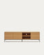 Vedrana 3-door TV stand in oak veneer with black steel legs, 195 x 55 cm