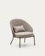 Fauteuil Eamy marron clair placage de frêne finition noyer et métal noir