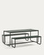 Sotil Set of 2 Benches and Galvanized Steel Table with Green Finish 183 x 83 cm