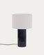 Lampe de table Toneric en céramique avec finition bleue et coton