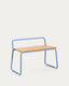 Tinn ash veneer bench with a blue metal structure, 75 cm