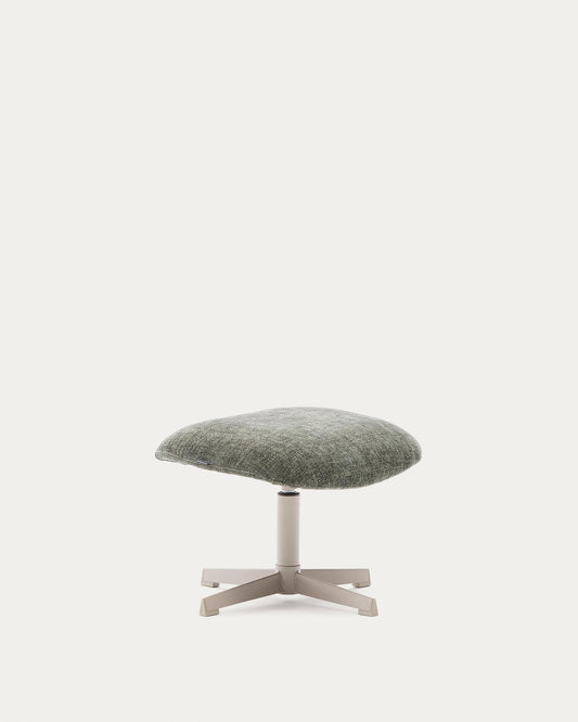 Repose-pieds pivotant Teryl en chenille verte et métal avec finition grise FSC™ 100%.