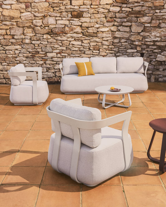 Set Tamaris avec canapé 3 places et 2 fauteuils en aluminium écru