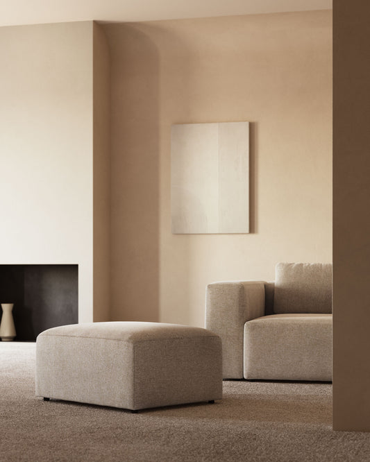 Repose-pieds Blok en chenille beige 90 x 74 cm FSC Mix Credit