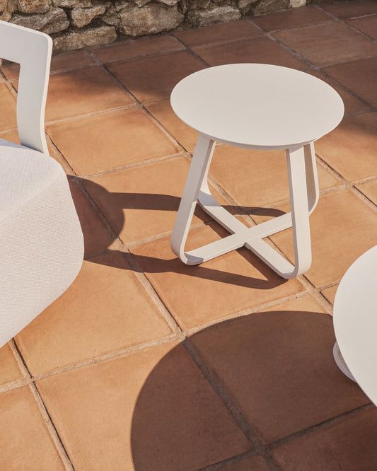 Table auxiliaire d’extérieur Tamaris en aluminium écrue Ø 48 cm