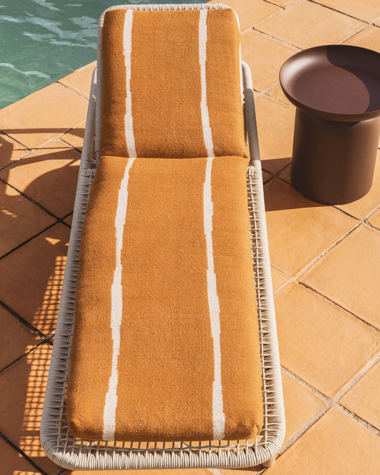Coussin pour bain de soleil Daila avec motif Ikat 100 % PET orange 50 x 175 cm