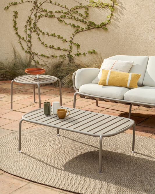 Table basse d’extérieur Joncols en aluminium avec finition peinte taupe Ø 113 x 65 cm