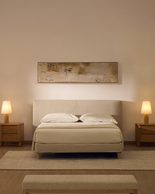 Tête de lit déhoussable Blok écrue pour lit jusqu’à 160 cm