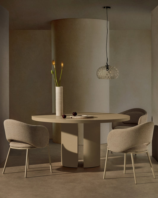 Table ronde Nealy en DM laqué écrue Ø 150 cm