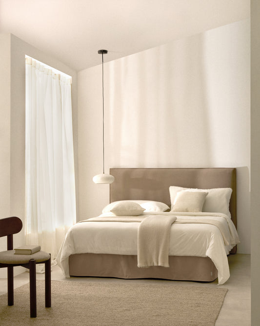 Lit déhoussable Jaira en lin et coton taupe pour matelas de 180 x 200 cm FSC Mix Credit
