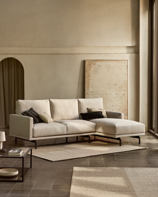 Canapé Galene 3 places avec méridienne droite beige 254 cm FSC Mix Credit