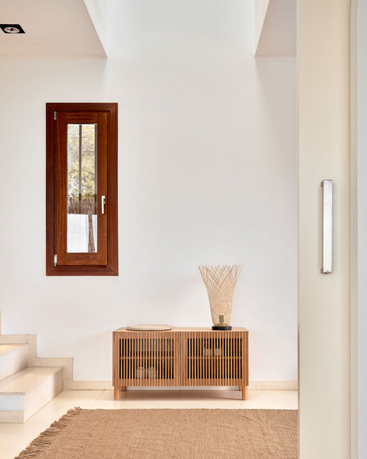 Beyla 2-door shoe rack in solid ash wood and ash veneer 98.5 cm FSC 100%