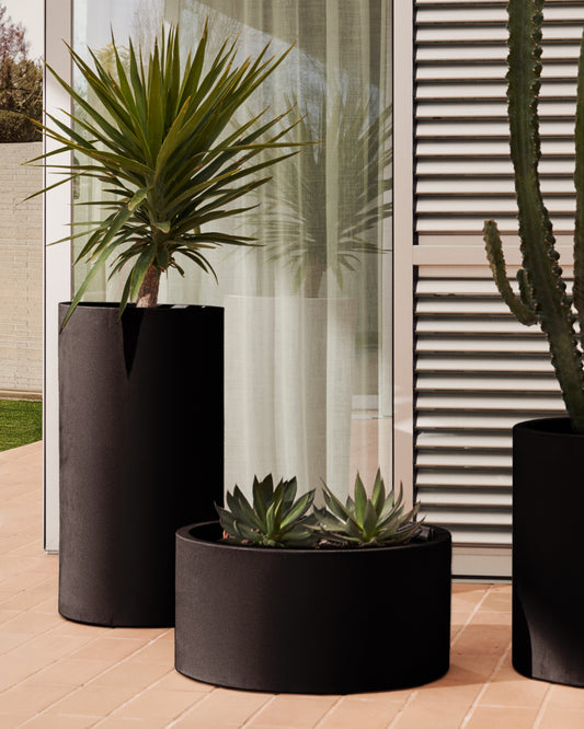 Cache-pot Aiguablava en ciment noir Ø 42 cm