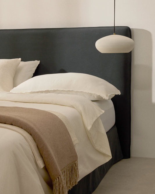 Tête de lit déhoussable Jaira en lin et coton gris anthracite pour lit de 90 cm FSC Mix Credit