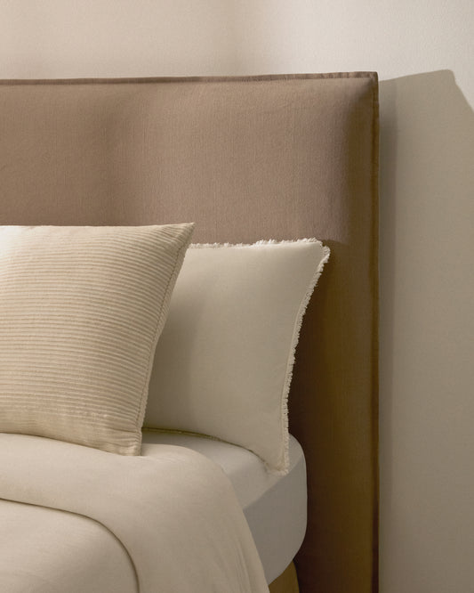 Tête de lit déhoussable Jaira en lin et coton taupe pour lit de 90 cm FSC Mix Credit