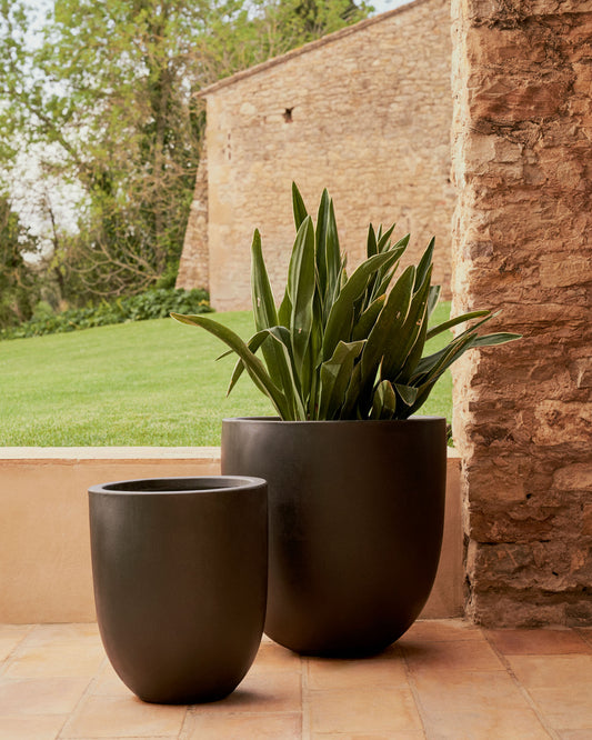 Cache-pot Aiguablava en ciment noir Ø 56 cm