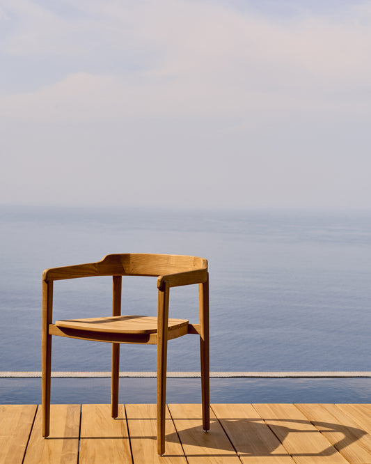 Chaise empilable Icaro en bois massif de teck finition naturelle FSC 100 %