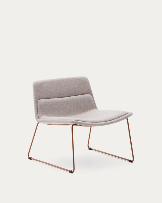 Fauteuil Zahara beige et pieds en acier avec finition terracota FSC 100 %