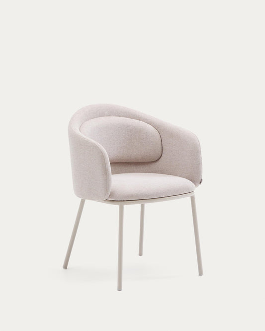 Chaise Idaira beige et pieds en acier beige FSC Mix Credit