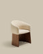 Chaise Bosca en chenille beige et placage de noyer FSC 100 %