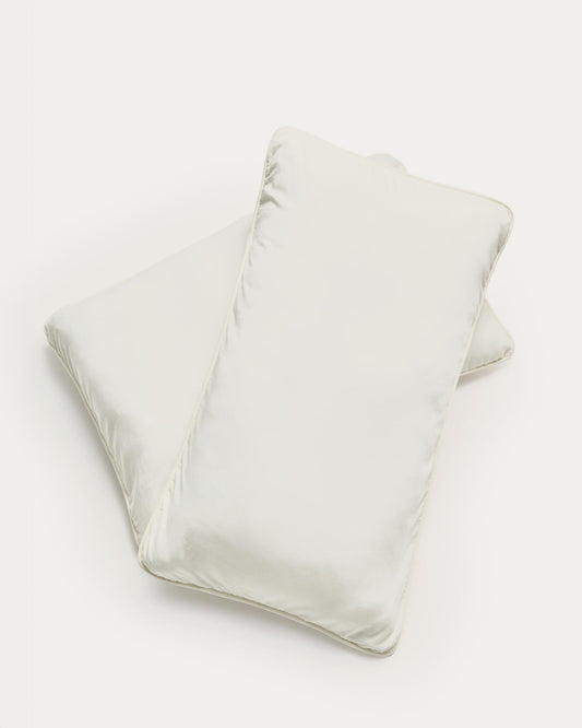 Ensemble Sirale de 2 taies d’oreiller 100 % satin de coton fini lavé blanc 50 x 70 cm
